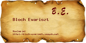 Bloch Evariszt névjegykártya